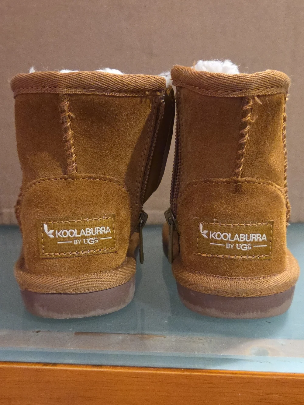 Koolaburra Kids Tan Suede Shearling-Trim Side Zip Boots Toddler Size 5